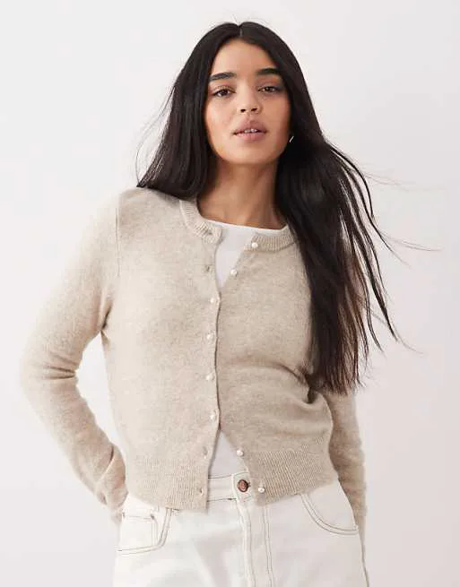 Бежевый кардиган с жемчужными пуговицами Abercrombie & Fitch